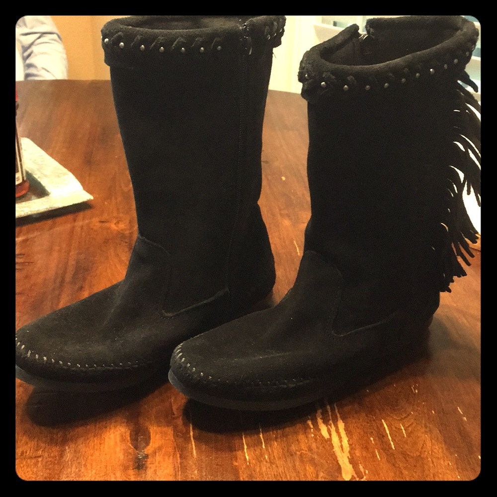 Minnetonka Black Suede Boots